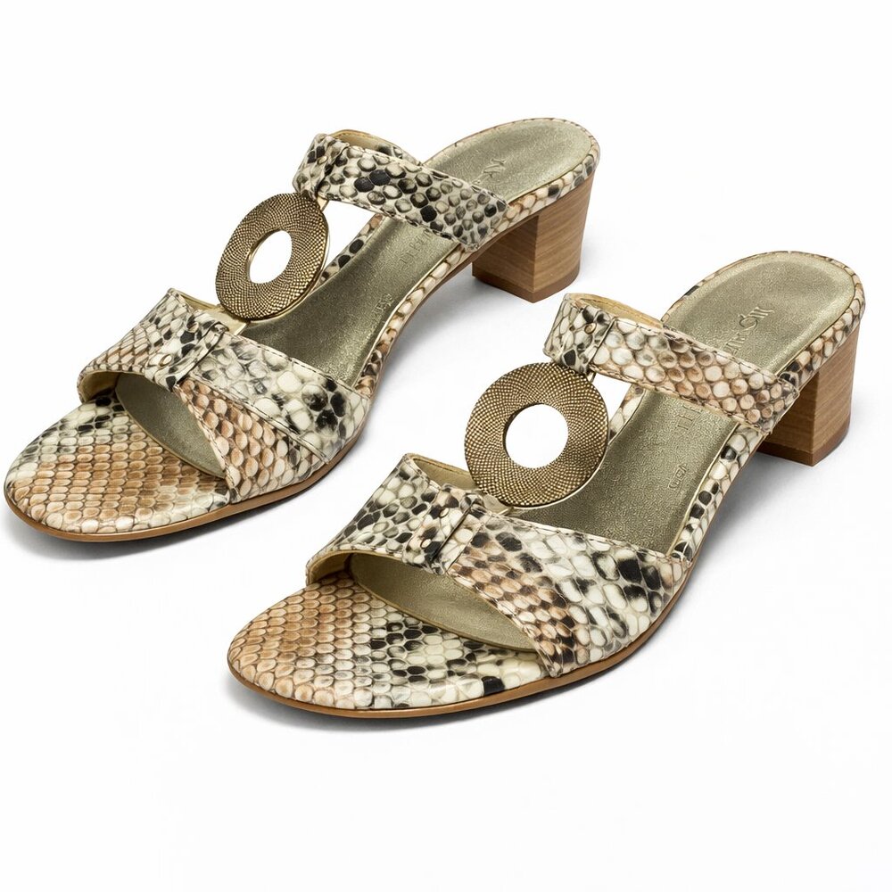 ANNE KLEIN Hinda Black Reptile Print Mules 9.5M